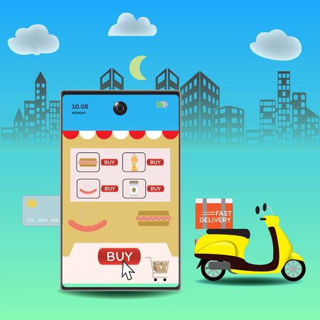 Online delivery service concept, Logistics and Delivery, on mobile Vector.のイラスト素材