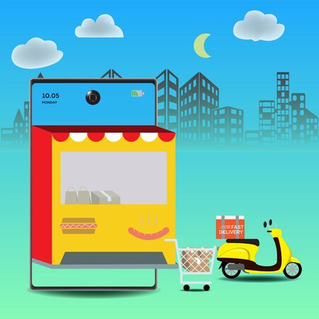 Online delivery service concept, Logistics and Delivery, on mobile Vector.のイラスト素材