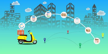 Online delivery service concept, Logistics and Delivery, on mobile Vector.のイラスト素材