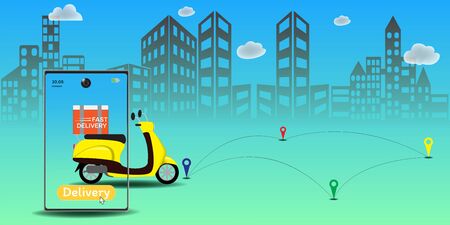 Online delivery service concept, Logistics and Delivery, on mobile Vector.のイラスト素材