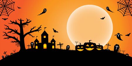 Halloween Night Concept Vector Bannerのイラスト素材