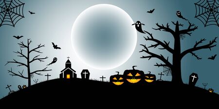 Halloween Night Concept Vector Bannerのイラスト素材