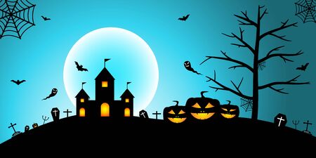 Halloween Night Concept Vector Bannerのイラスト素材