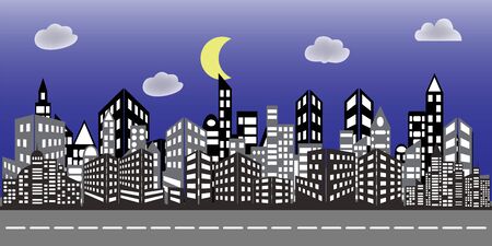 City skyline vector illustration. Urban landscape. Daytime cityscape in flat style. のイラスト素材