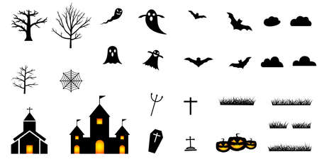 Collection of halloween silhouettes iconのイラスト素材