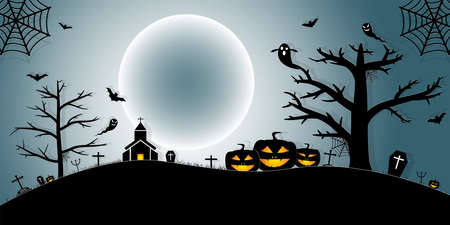 Halloween Night Concept Vector.paper art style.の写真素材