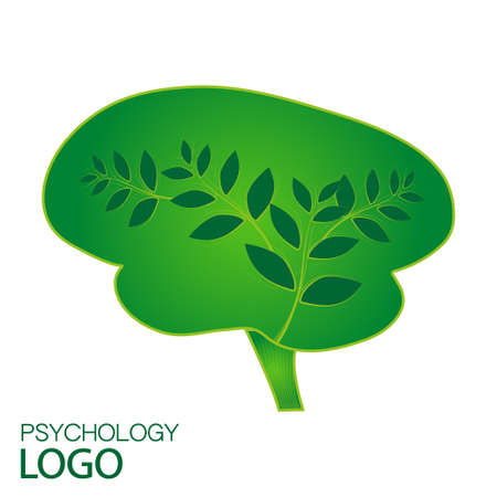 Brain Psychology vector illustration with leaves insideのイラスト素材