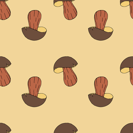 Vector seamless pattern of mushrooms. Hand drawn illustration.のイラスト素材