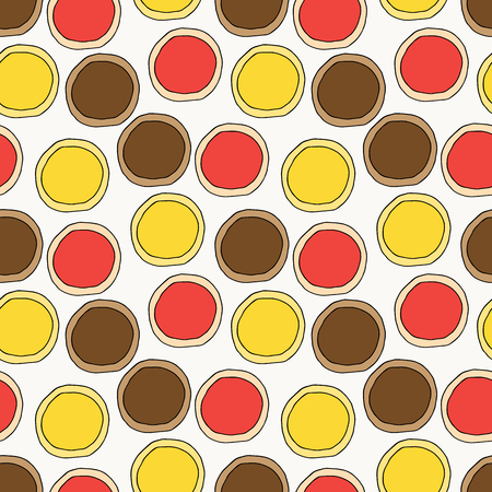 cookies seamless pattern. hand drawn illustration. Bright cartoon illustration for children's greeting card design, menu, fabric and wallpaper.のイラスト素材