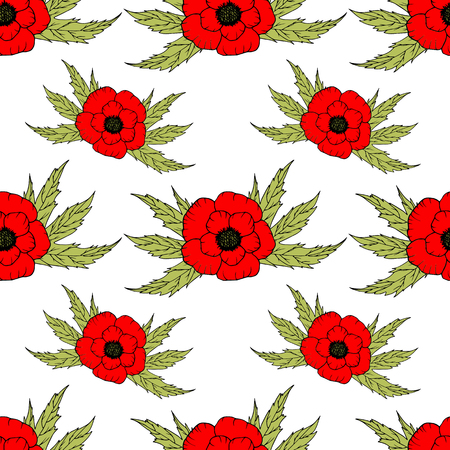 Floral seamless pattern. hand drawn illustration. Bright cartoon illustration for card design, fabric and wallpaper.のイラスト素材