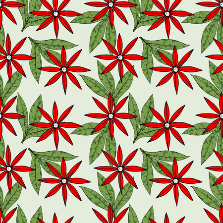 Floral seamless pattern. hand drawn illustration. Bright cartoon illustration for card design, fabric and wallpaper.のイラスト素材