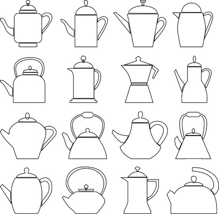 Set of teapot icon. Tea symbol. Flat Vector illustration.のイラスト素材