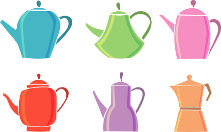 Set of teapot icon. Tea symbol. Flat Vector illustration.のイラスト素材