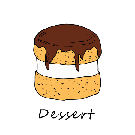 Colorful illustration of cake. Perfect for menu, card, textile of food package designのイラスト素材