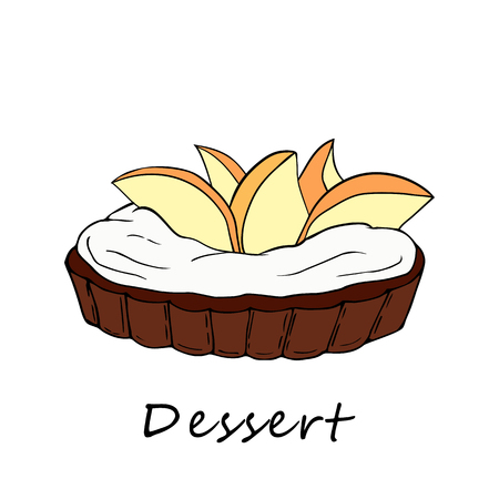Hand drawn illustration of tartlet. Perfect for menu, card, textile of food package designのイラスト素材