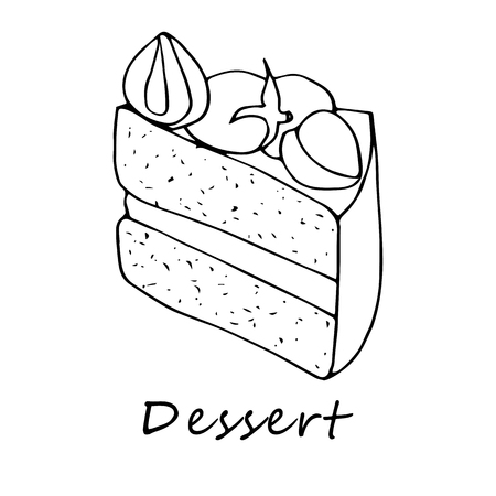 Outline illustration of cake. Perfect for menu, card, textile of food package designのイラスト素材