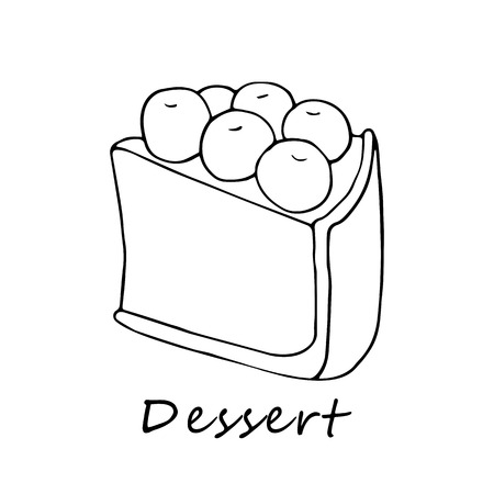 Outline illustration of cake. Perfect for menu, card, textile of food package designのイラスト素材