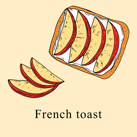 French toast vector illustration in cartoon style. Perfect for menu, card, textile designのイラスト素材