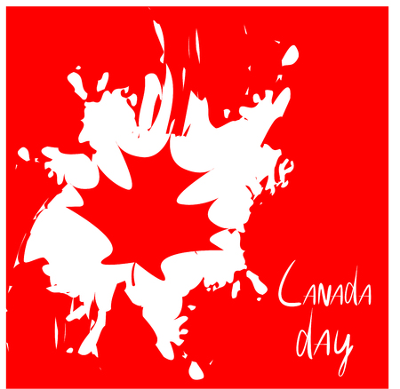 Canada Day Vector Illustration. Happy Canada Day Holiday Invitation Design. Red leaf on white background.のイラスト素材