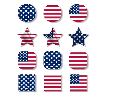 Set of icons with colors of USA flag. Vector illustration.のイラスト素材