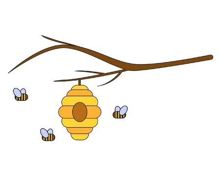 Vector beehive icon sign symbol. Cartoon illustration for design and web isolated on white background.のイラスト素材
