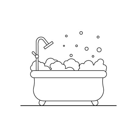 Bathtub flat icon. Bathroom outline illustration.のイラスト素材