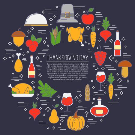 Thanksgiving card concept. Vector illustration for design and webのイラスト素材