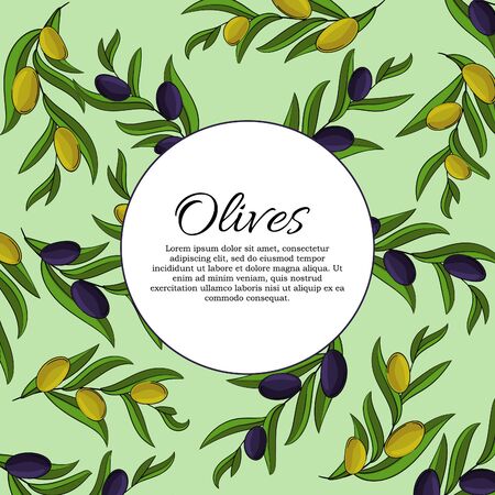 Vector card with olive branches and space for text.のイラスト素材