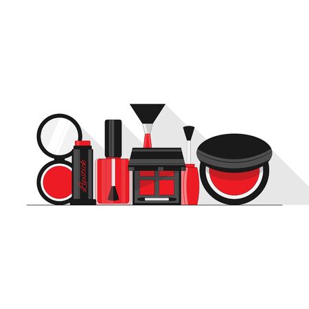 Vector flat cosmetics illustration. Beauty card concept for design and web.のイラスト素材