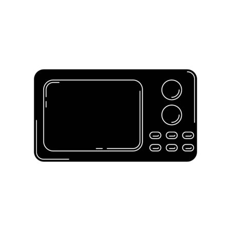 microwave oven silhouette. kitchen tool illustration for design and web.のイラスト素材