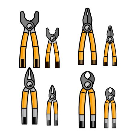 Set of pliers flat illustration. Vector icon for design and web.のイラスト素材