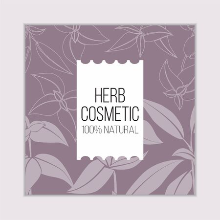 Herbal cosmetics vector card template. Modern illustration for design and web.のイラスト素材