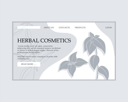 Herbal cosmetics shop web site template. Modern illustration for design and web.のイラスト素材