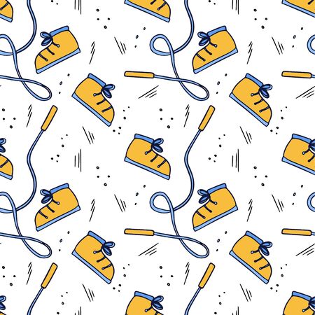 Sports semless pattern. Vector illustration with different sport symbols. Active lifestyle illustration in doodle style.のイラスト素材