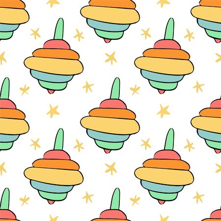 Baby seamless pattern. Children toys in cartoon style.のイラスト素材