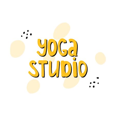 Yoga studio vector lettering with tennis balls isolated on whiteのイラスト素材