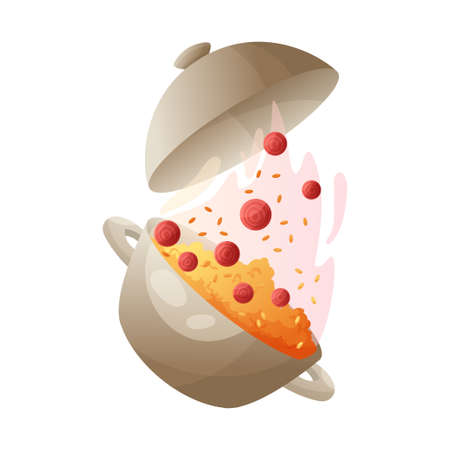 Pot with rice and vegetable vector illustration.のイラスト素材