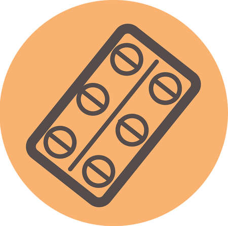 Blue line Pills in blister pack iconのイラスト素材