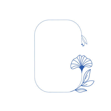 Botanical frame in a trendy linear styleのイラスト素材