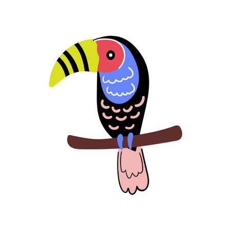 Abstract hand drawn toucan bird vector ilustrationのイラスト素材
