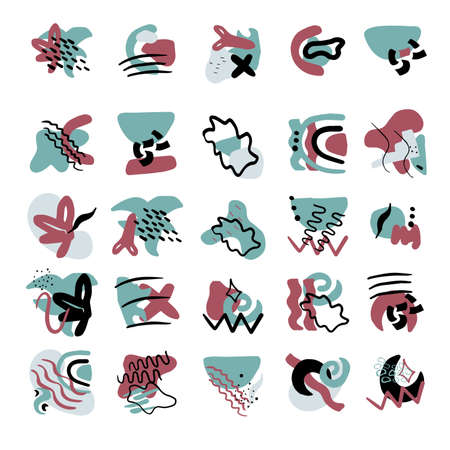 set of geometrical shapes for abstract backgroundsのイラスト素材