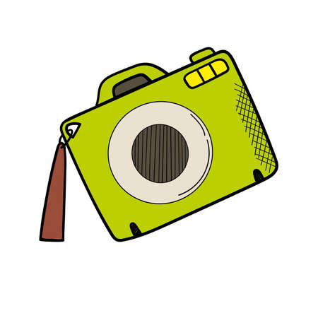 Camera icon in doodle sketch lines vectorのイラスト素材
