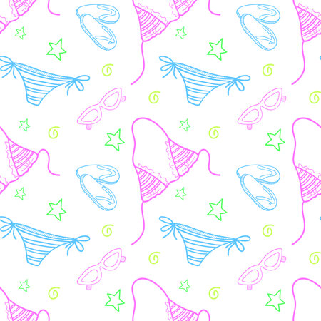 Seamless pattern of pink bikini swimwear vectorのイラスト素材