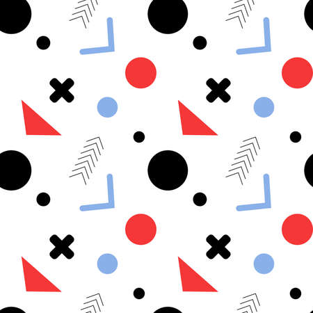 Geometric vector pattern with red and white.