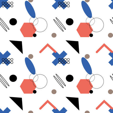 Trendy elements memphis seamless pattern vectorのイラスト素材