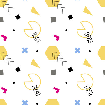 Abstract geometric seamles patern in Memphis styleのイラスト素材