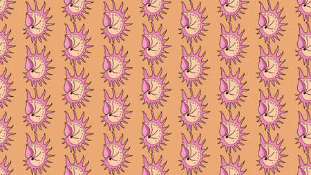 summer beach pink Seashell pattern on peach.