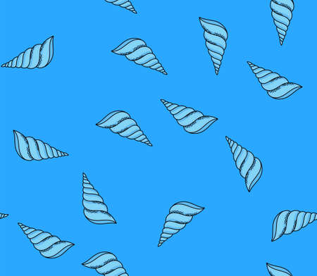 Hand drawn seashell seamless pattern vector illustrationのイラスト素材