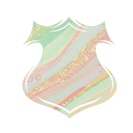 shield shape in fluid art texture, alchoholic inkの写真素材