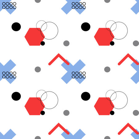 Memphis pattern. Retro background in color figuresのイラスト素材